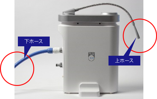 上下2か所から消臭除菌水を出すことができますので、使用場面に合わせた使い方ができます。